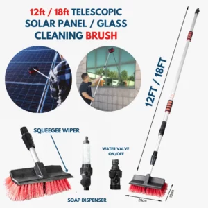 Solar Panel Cleaning Brush Price with Wiper – 12ft & 18ft